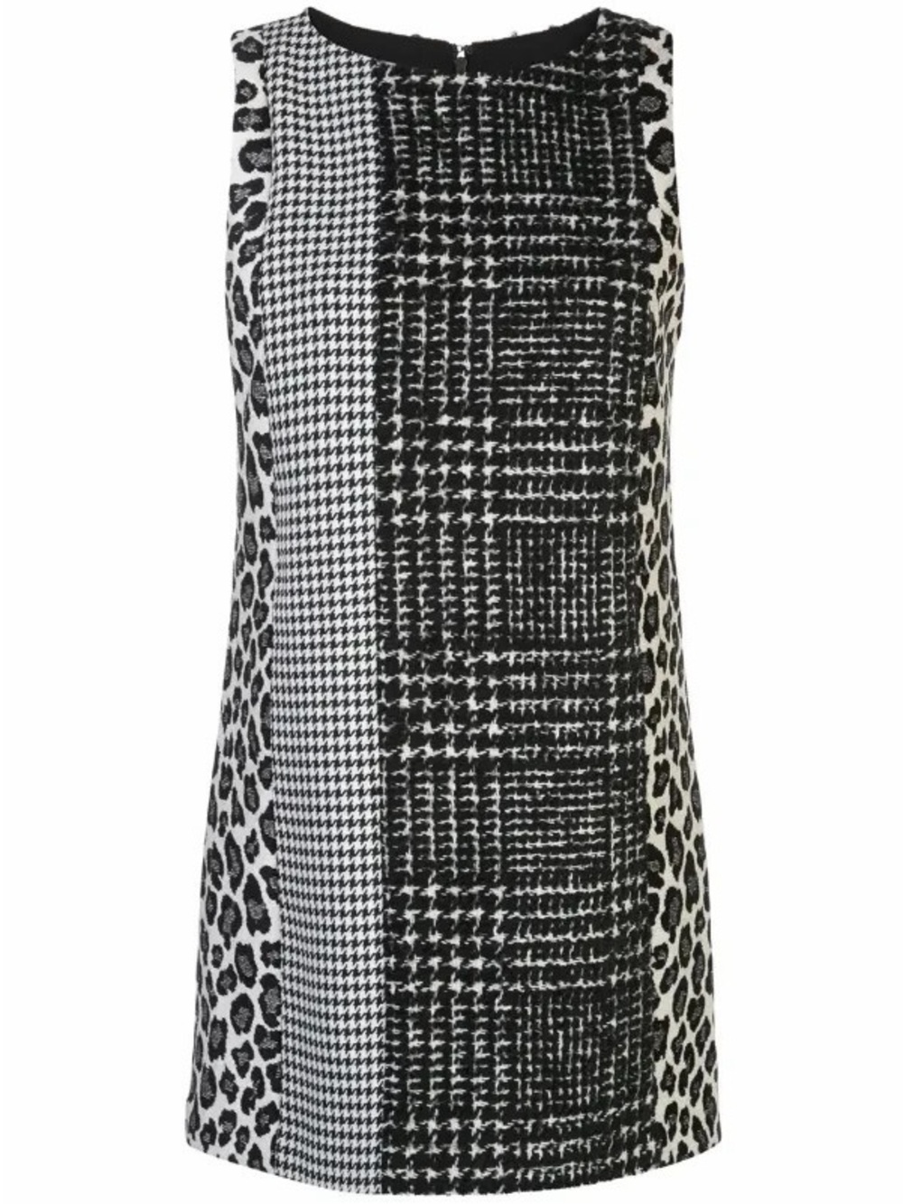 Alice and Olivia Clyde in Black & White Patchwork A-line Mini Shift Dress sz 4